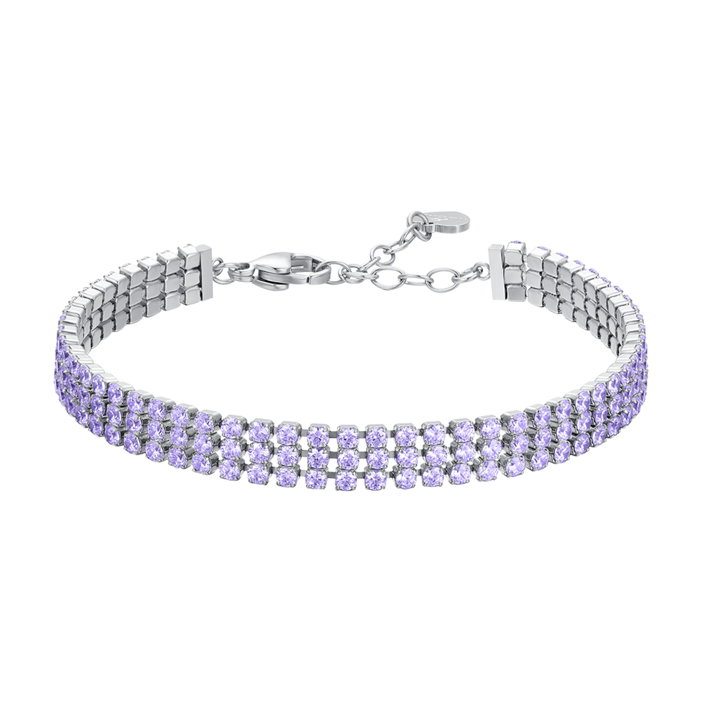 BRACCIALE TENNIS DONNA IN ACCIAIO CON ZIRCONI VIOLA