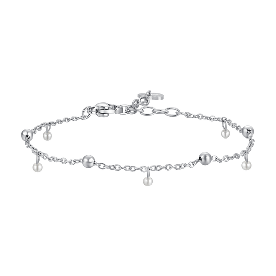 PULSERA DE ACERO PARA MUJER CON PERLAS BLANCAS