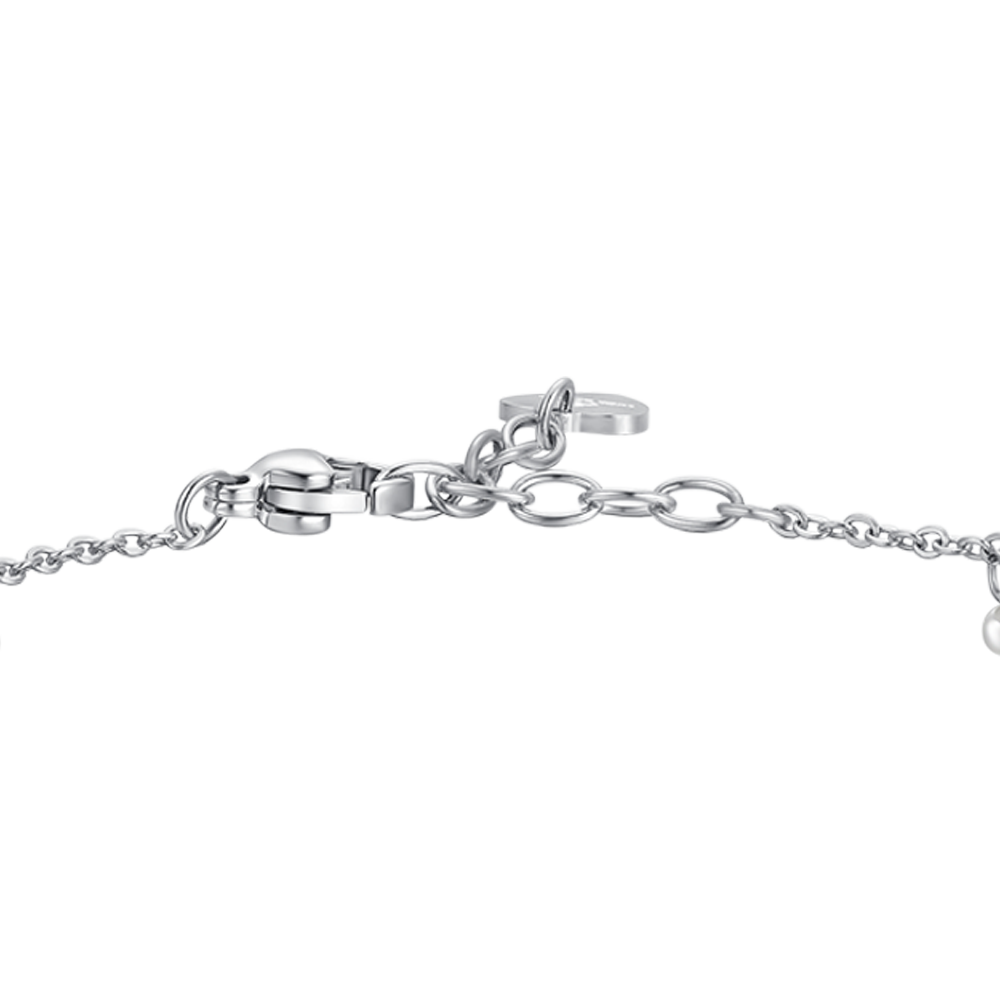 PULSERA DE ACERO PARA MUJER CON PERLAS BLANCAS