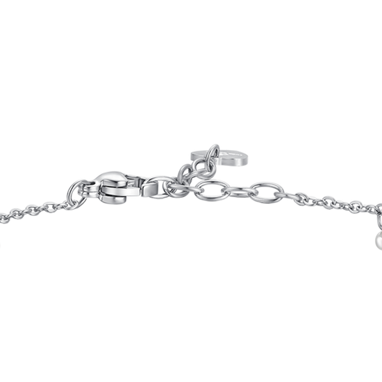 PULSERA DE ACERO PARA MUJER CON PERLAS BLANCAS