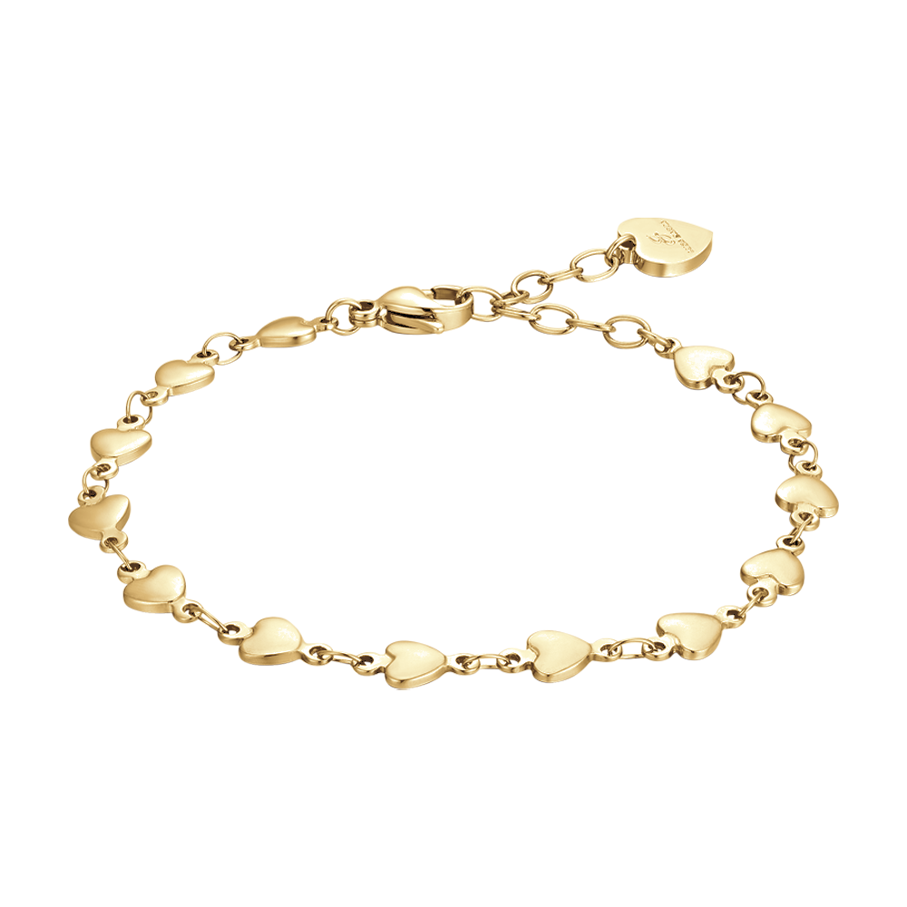 IP PULSERA DE ACERO DORADO PARA MUJER CON CORAZONES