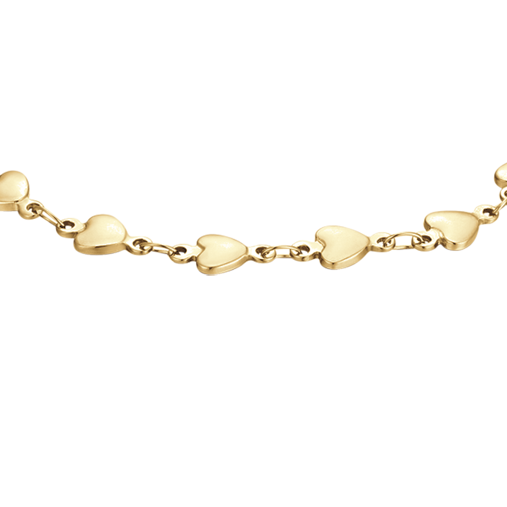 IP PULSERA DE ACERO DORADO PARA MUJER CON CORAZONES