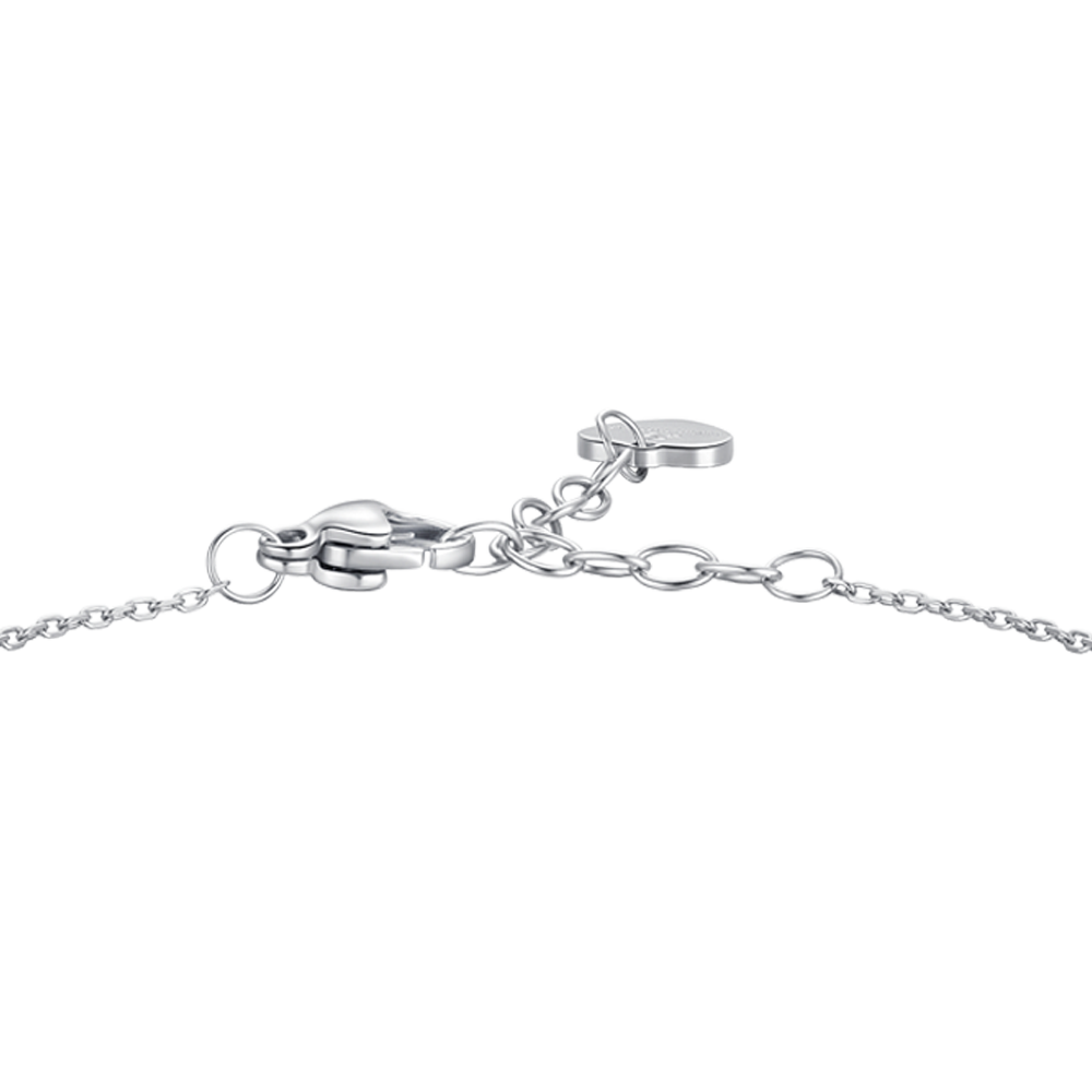 BRACCIALE DONNA CON PENDENTE QUADRIFOGLIO CON PETALI ZIRCONE BIANCO