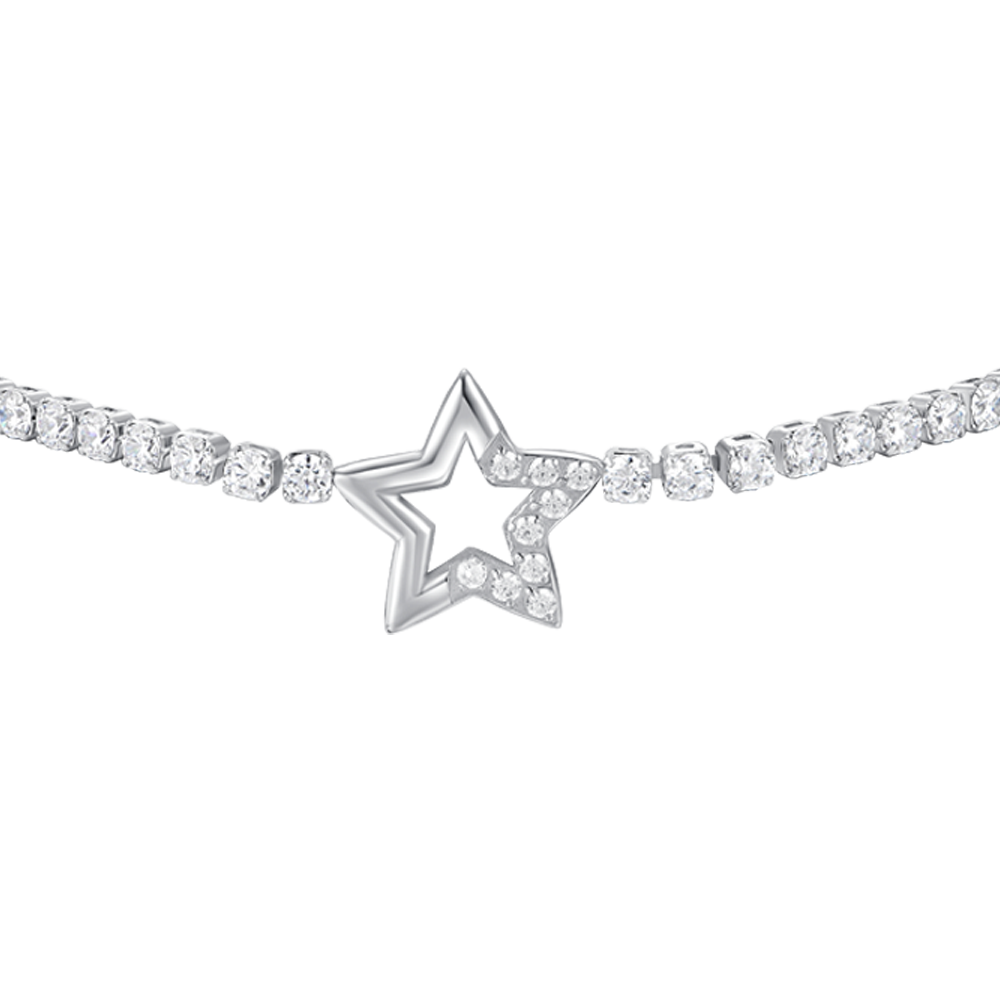 BRACCIALE TENNIS DONNA IN ACCIAIO CON STELLA E PUNTI LUCE CON ZIRCONI BIANCHI