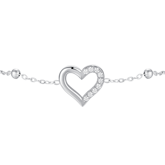 BRACCIALE DONNA IN ACCIAIO CON CUORE E PUNTI LUCE DI ZIRCONE BIANCO