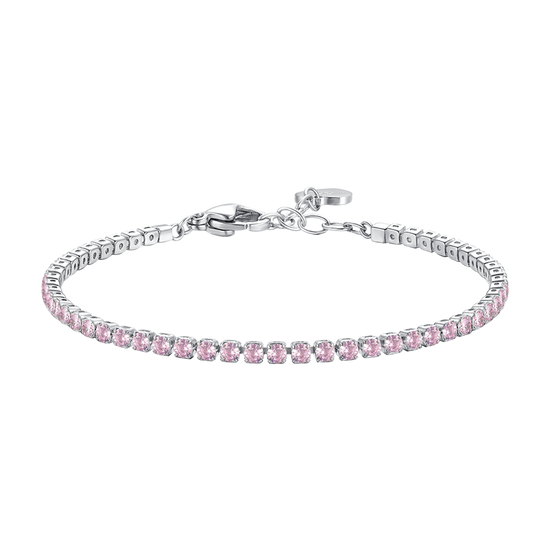 BRACCIALE TENNIS DONNA IN ACCIAIO CON ZIRCONI ROSA
