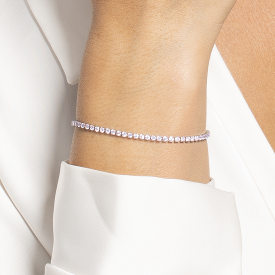 BRACCIALE TENNIS DONNA IN ACCIAIO CON ZIRCONI ROSA