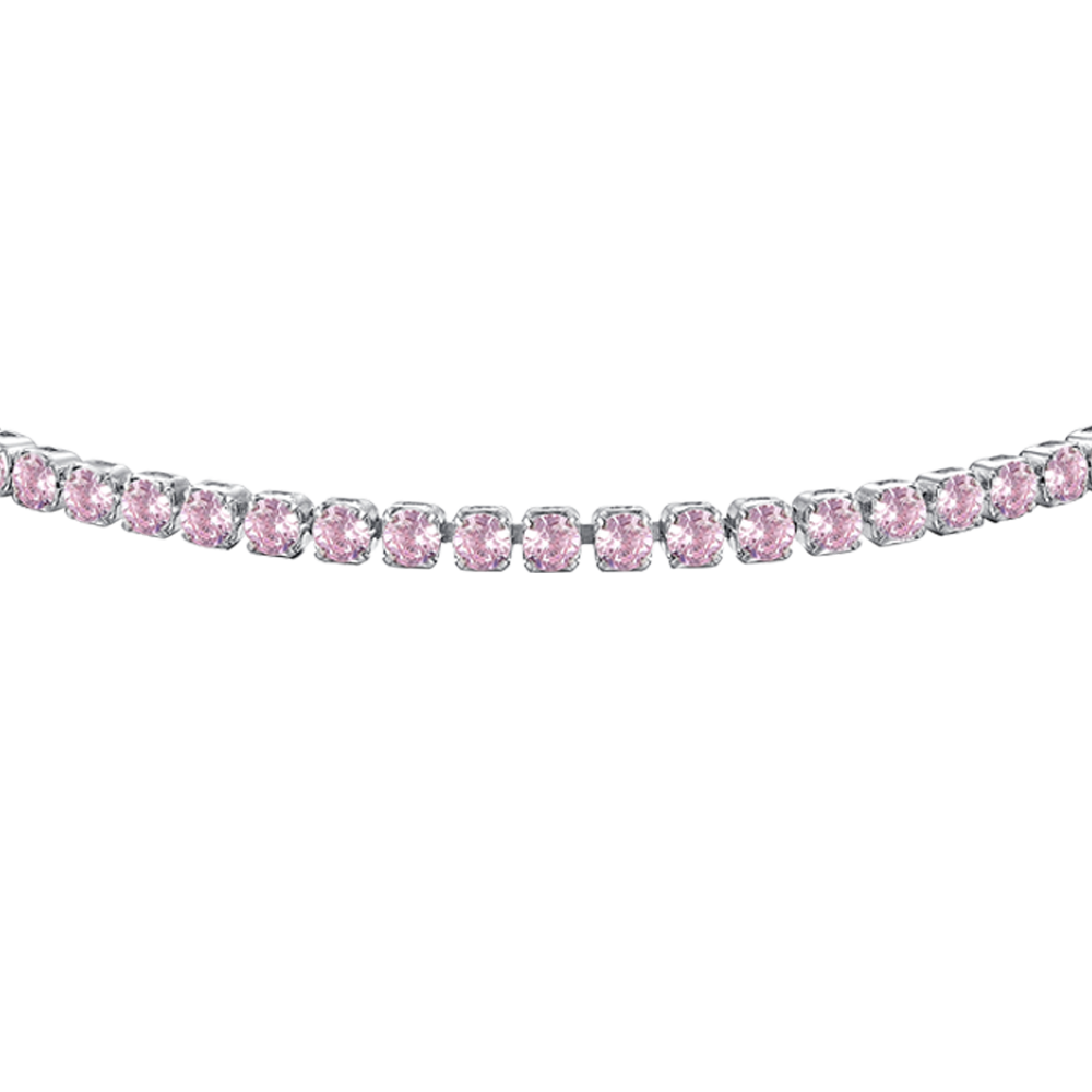 BRACCIALE TENNIS DONNA IN ACCIAIO CON ZIRCONI ROSA