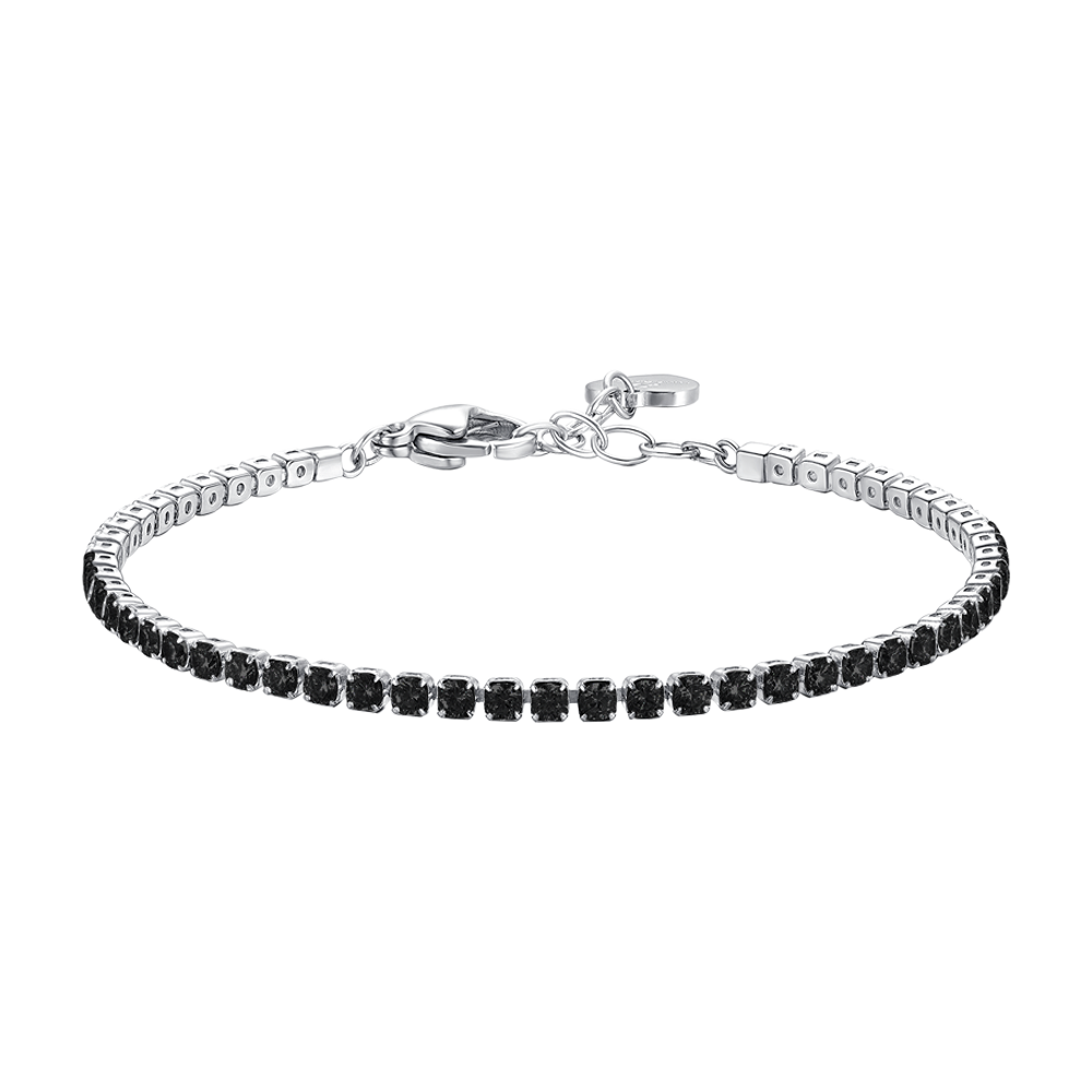 BRACCIALE TENNIS DONNA IN ACCIAIO CON ZIRCONI NERI