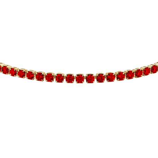 BRACCIALE TENNIS DONNA IN ACCIAIO COLORE ORO CON ZIRCONI ROSSI
