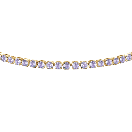 BRACCIALE TENNIS DONNA IN ACCIAIO COLORE ORO CON ZIRCONI VIOLA