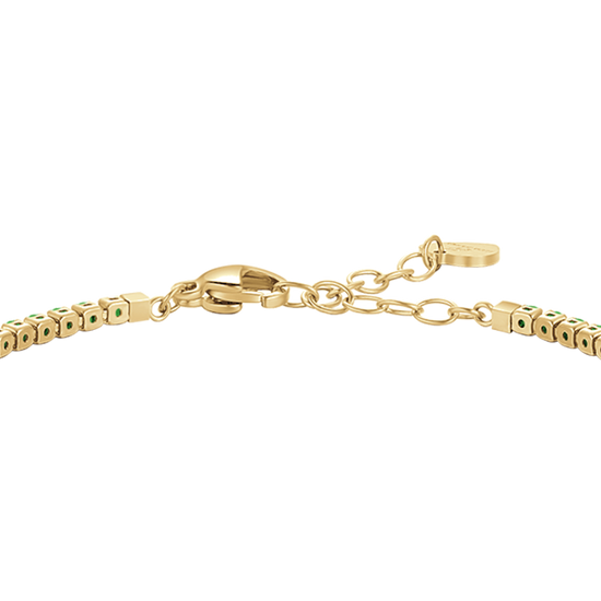 BRACCIALE TENNIS DONNA IN ACCIAIO COLORE ORO CON ZIRCONI VERDI