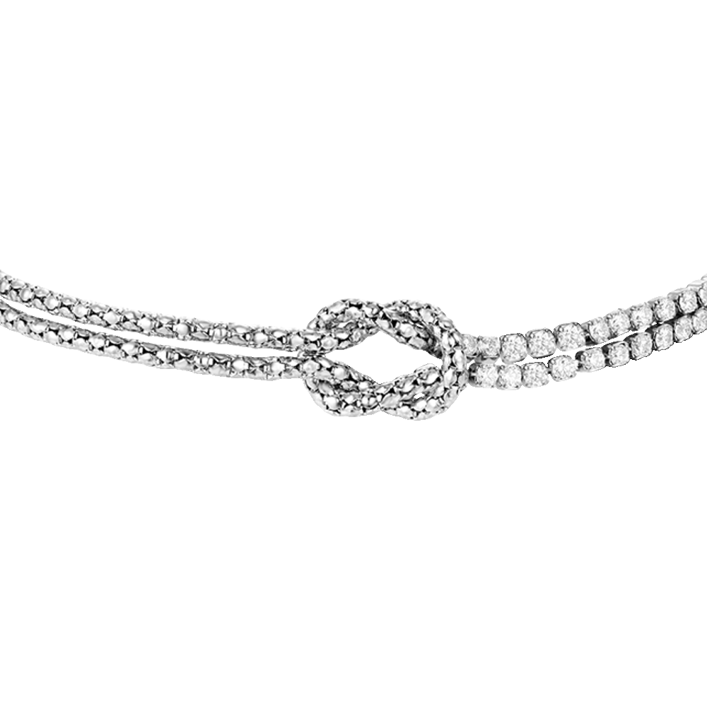 BRACCIALE DONNA IN ACCIAIO CON NODO E ZIRCONI BIANCHI