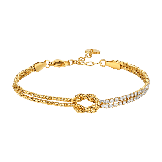 BRACCIALE DONNA IN ACCIAIO IP GOLD CON NODO E ZIRCONI BIANCHI