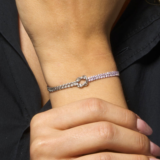 BRACCIALE DONNA IN ACCIAIO CON NODO E ZIRCONI ROSA