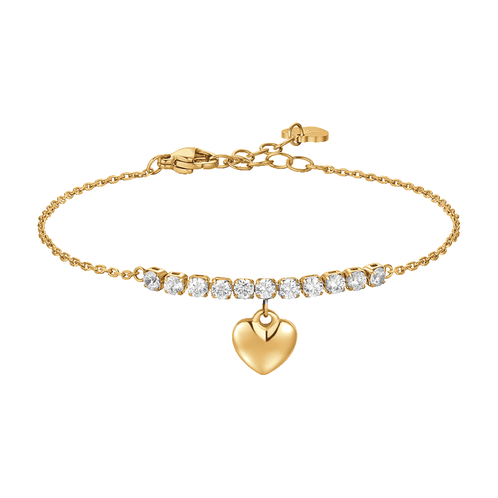 BRACCIALE DONNA IN ACCIAIO IP GOLD CON CUORE E ZIRCONI BIANCHI
