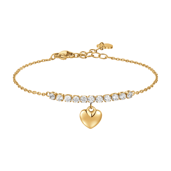 BRACCIALE DONNA IN ACCIAIO IP GOLD CON CUORE E ZIRCONI BIANCHI