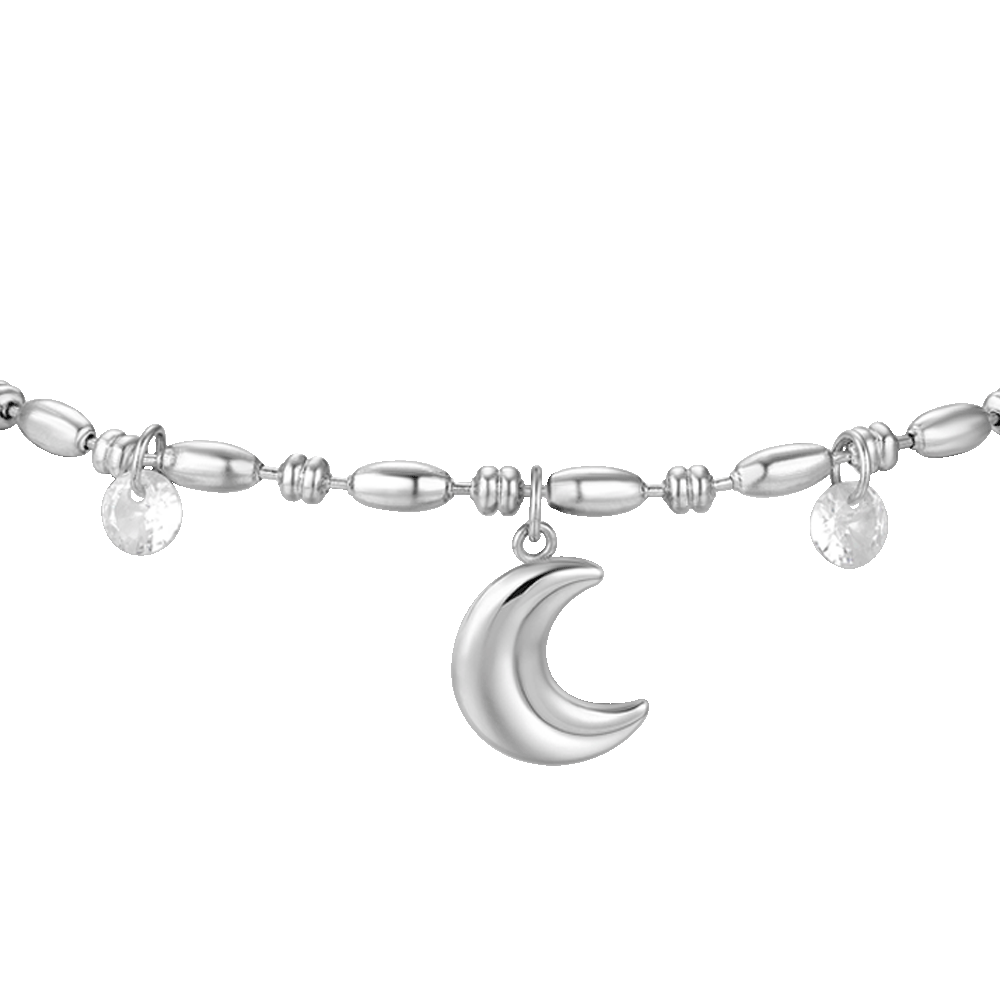 BRACCIALE DONNA IN ACCIAIO CON LUNA E ZIRCONI BIANCHI
