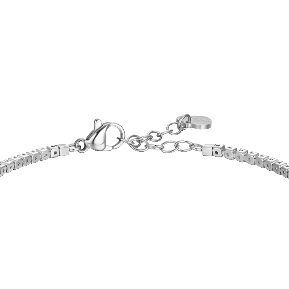 BRACCIALE TENNIS DONNA IN ACCIAIO CON CUORE CON ZIRCONI VERDI E BIANCHI