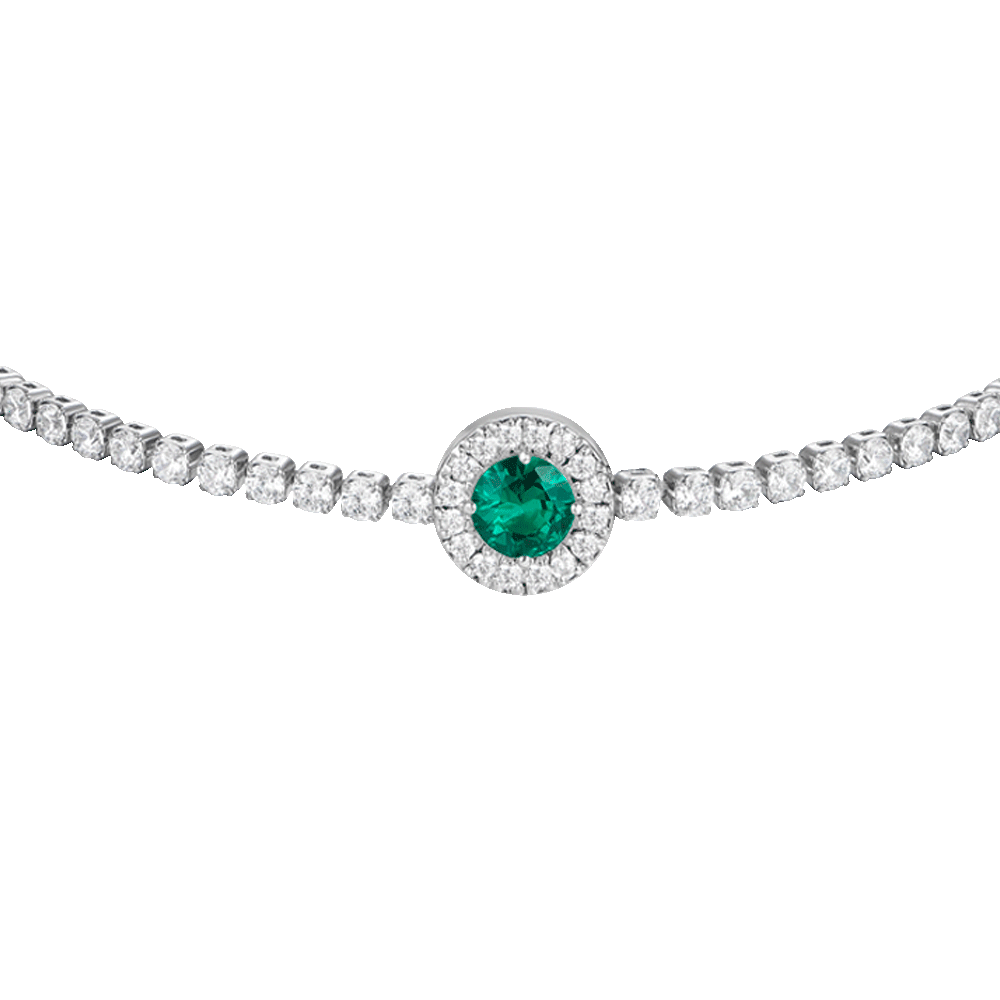 BRACCIALE TENNIS DONNA IN ACCIAIO CON ELEMENTO CON ZIRCONI VERDI E BIANCHI