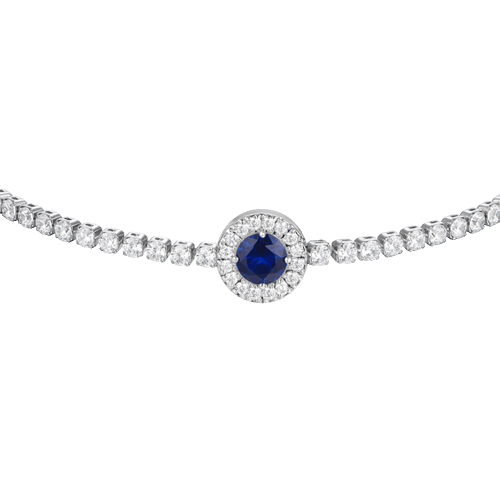 BRACCIALE TENNIS DONNA IN ACCIAIO CON ELEMENTO CON ZIRCONI BLU E BIANCHI