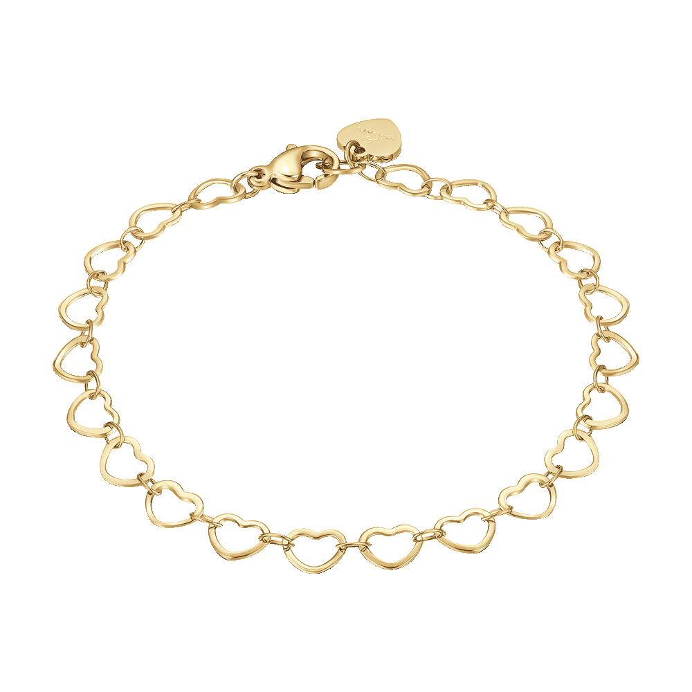 IP PULSERA DE ACERO DORADO PARA MUJER CON CORAZONES