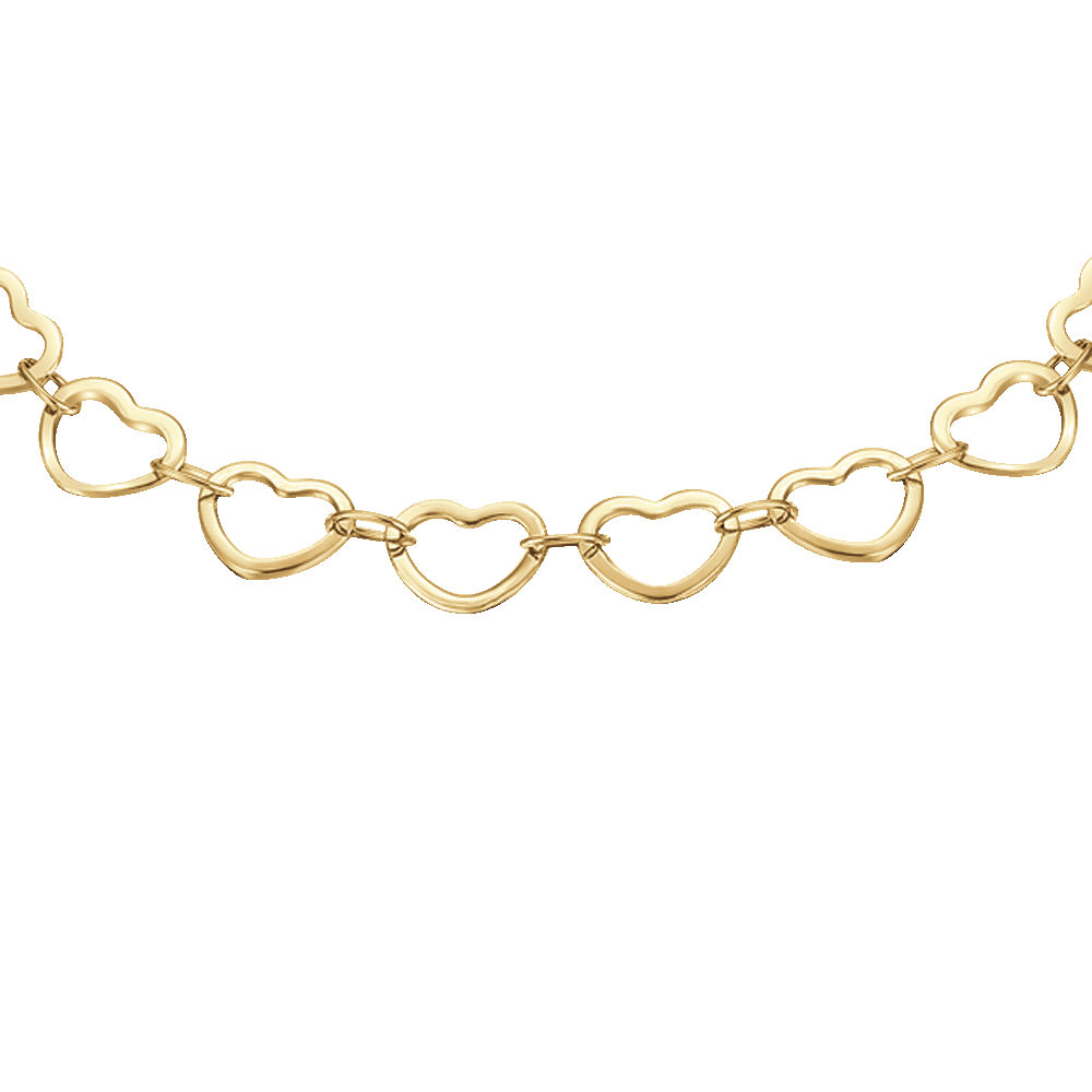 IP PULSERA DE ACERO DORADO PARA MUJER CON CORAZONES