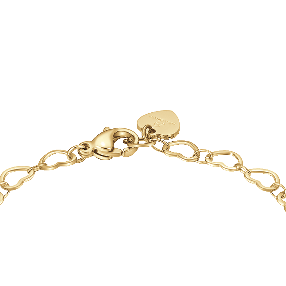 IP PULSERA DE ACERO DORADO PARA MUJER CON CORAZONES