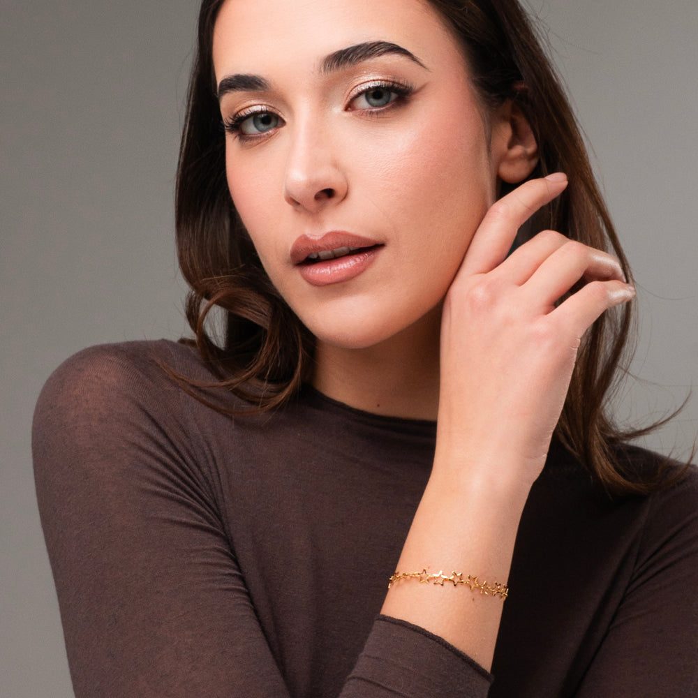 IP PULSERA DE ACERO DORADO PARA MUJER CON ESTRELLAS