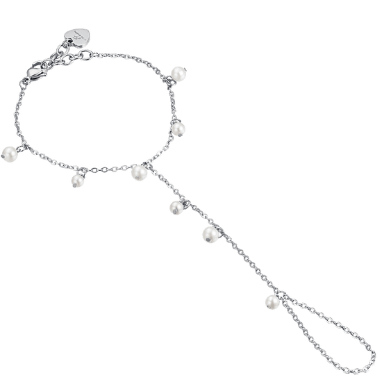 PULSERA DE ACERO PARA MUJER CON PERLAS BLANCAS