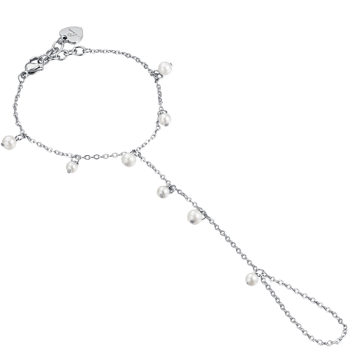 PULSERA DE ACERO PARA MUJER CON PERLAS BLANCAS