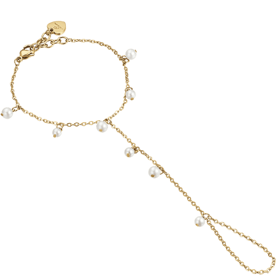 PULSERA DE ACERO PARA MUJER CON PERLAS BLANCAS