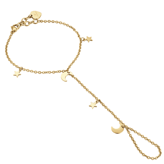 BRACCIALE BACIAMANO DONNA IN ACCIAIO IP GOLD CON STELLE E LUNE