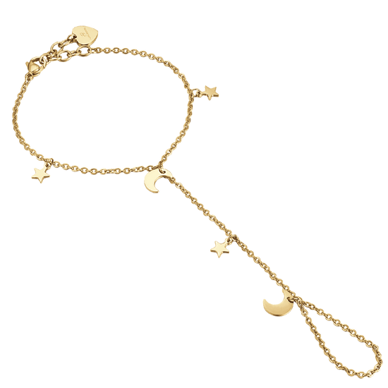 BRACCIALE BACIAMANO DONNA IN ACCIAIO IP GOLD CON STELLE E LUNE