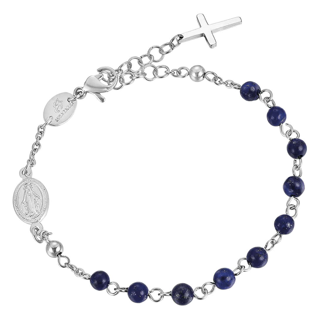 PULSERA DE ROSARIO DE HOMBRE EN ACERO CON PIEDRAS DE LAPIS Luca Barra