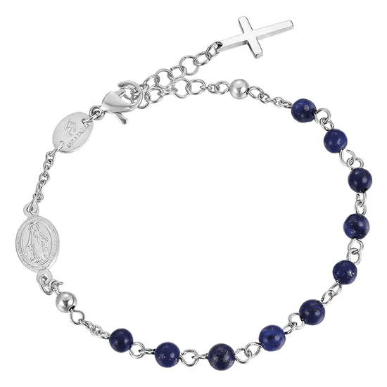 PULSERA DE ROSARIO DE HOMBRE EN ACERO CON PIEDRAS DE LAPIS Luca Barra