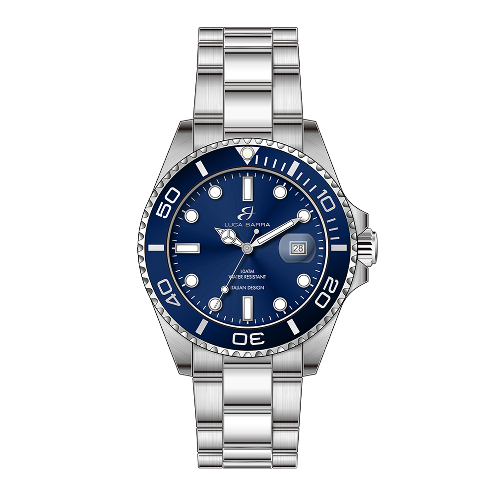 RELOJ DE CABALLERO CON CAJA DE ACERO BISEL AZUL