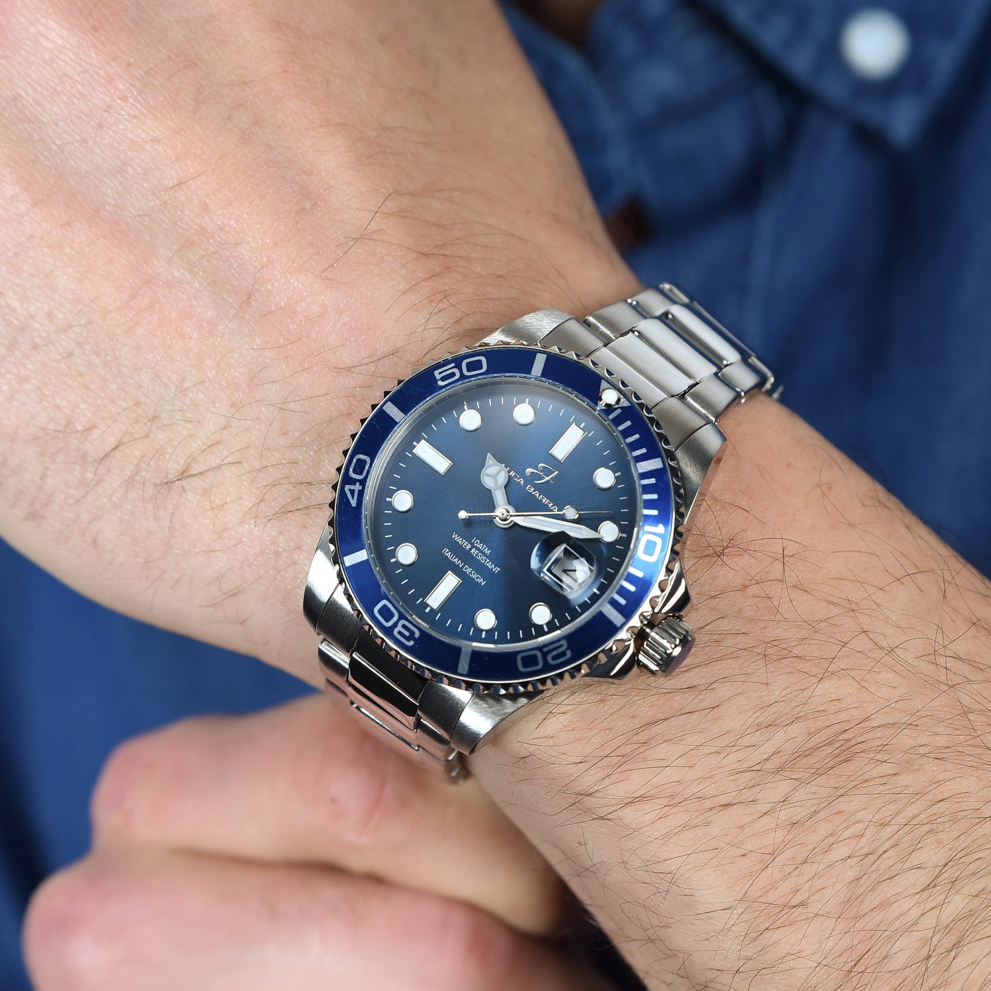 RELOJ DE CABALLERO CON CAJA DE ACERO BISEL AZUL