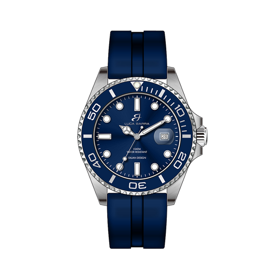 RELOJ DE CABALLERO CON CAJA DE ACERO ESFERA AZUL BISEL AZUL