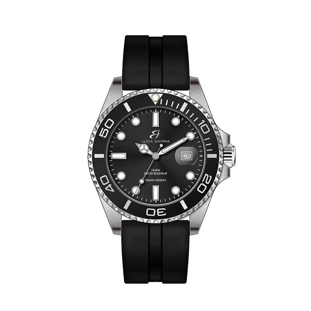 RELOJ DE HOMBRE CON CAJA NEGRA EN ACERO ICE GLASS Esfera negra Luca Barra