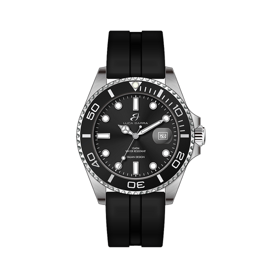 RELOJ DE HOMBRE CON CAJA NEGRA EN ACERO ICE GLASS Esfera negra Luca Barra