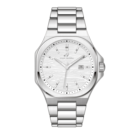 RELOJ DE ACERO PARA HOMBRE ESFERA BLANCA, DETALLES PLATEADOS