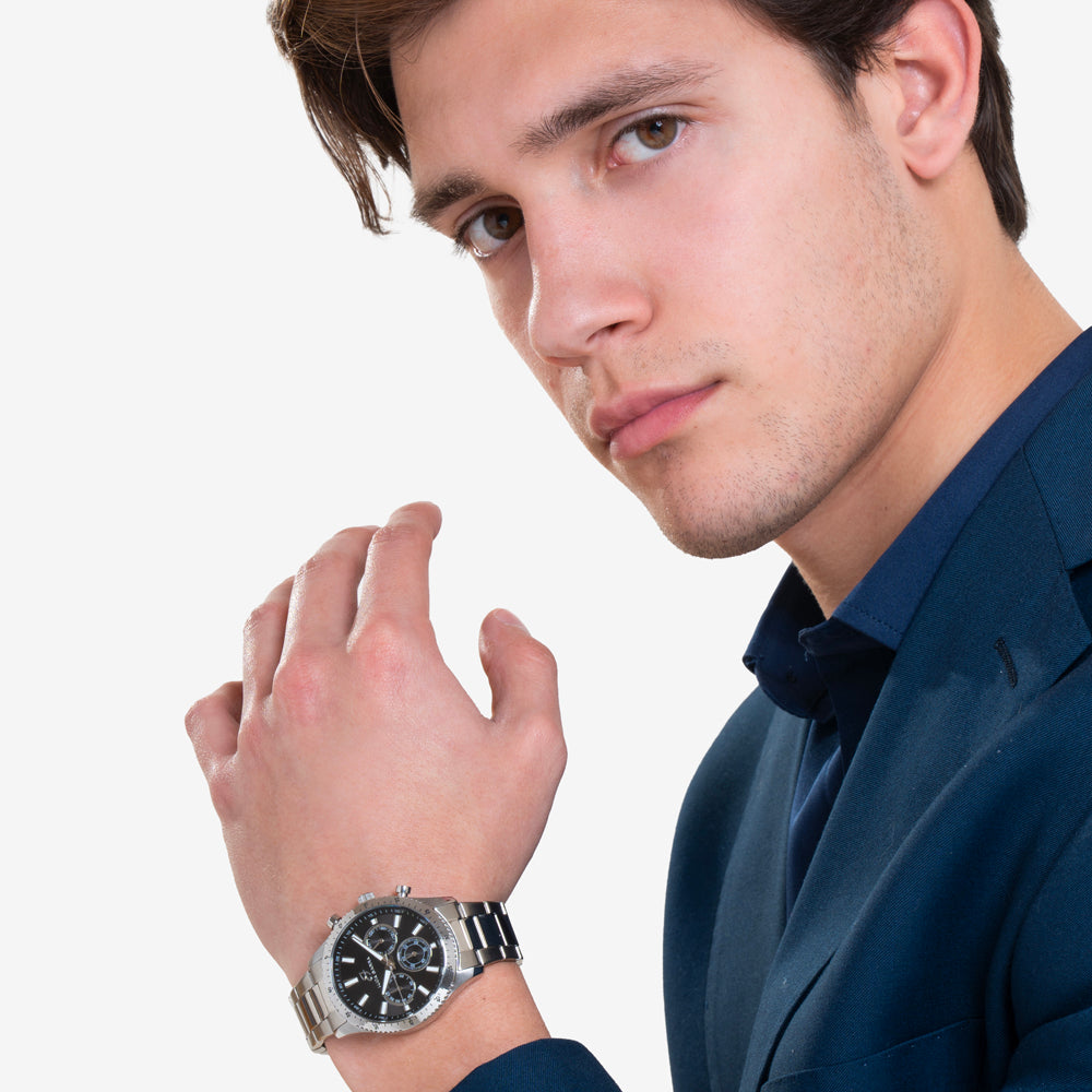 RELOJ DE ACERO PARA HOMBRE ESFERA NEGRA