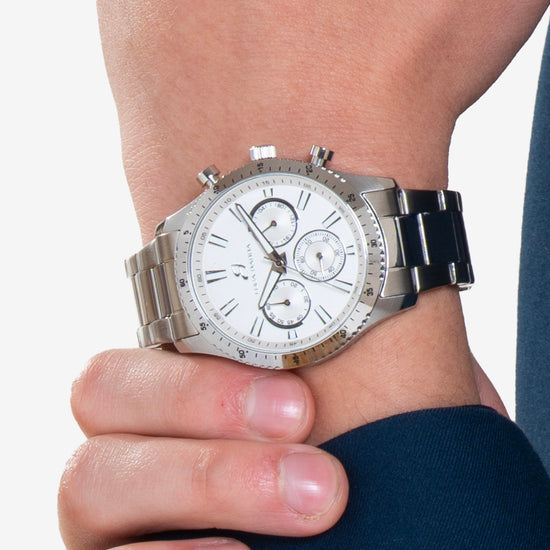 RELOJ DE ACERO PARA HOMBRE ESFERA BLANCA