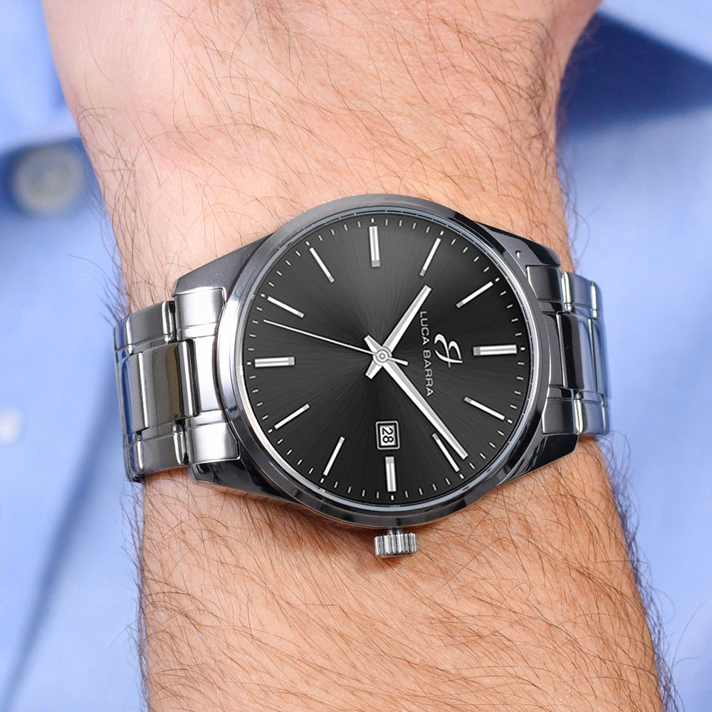 RELOJ DE ACERO PARA HOMBRE ESFERA NEGRA