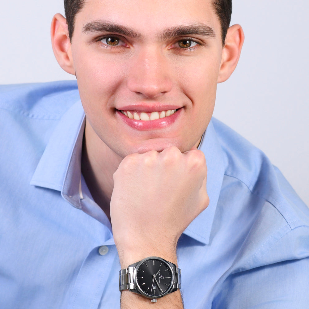 RELOJ DE ACERO PARA HOMBRE ESFERA NEGRA