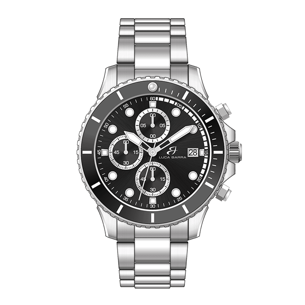 OROLOGIO UOMO IN ACCIAIO QUADRANTE NERO Luca Barra