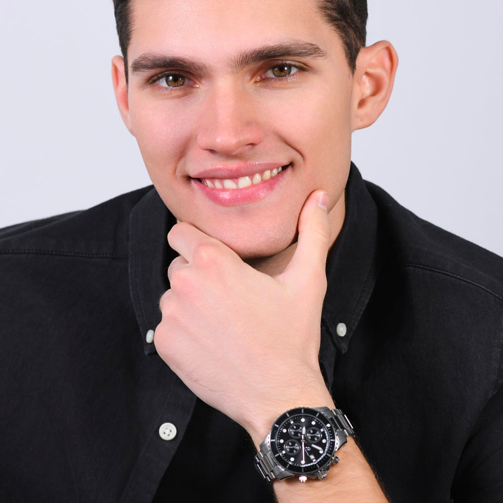 RELOJ DE ACERO PARA HOMBRE ESFERA NEGRA