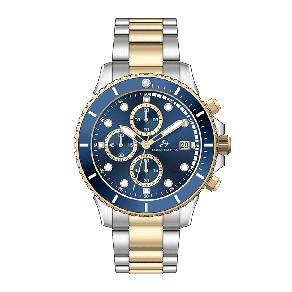 RELOJ DE CABALLERO DE ACERO Y ORO IP CON ESFERA AZUL