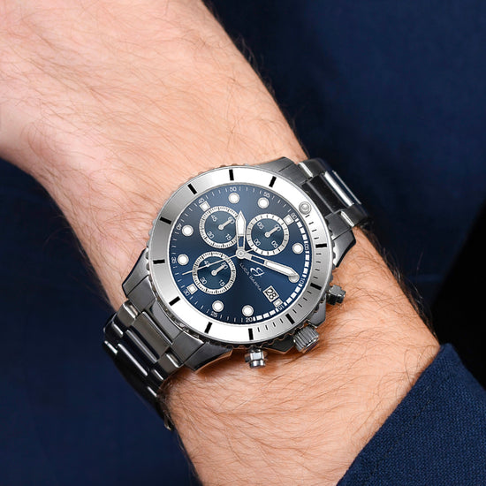 RELOJ DE ACERO PARA HOMBRE ESFERA AZUL